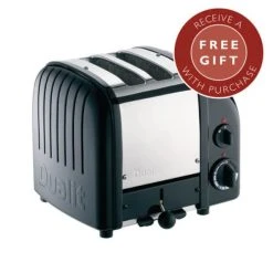 Dualit Classic Vario AWS Satin Black 2 Slot Toaster With FREE Gift