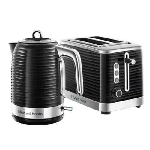 Russell Hobbs Inspire Kettle & 2 Slice Toaster Set Black 1 Russell Hobbs Inspire Kettle & 2 Slice Toaster Set Black
