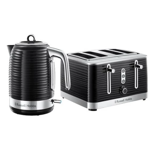 Russell Hobbs Inspire Kettle & 4 Slice Toaster Set Black 1 Russell Hobbs Inspire Kettle & 4 Slice Toaster Set Black