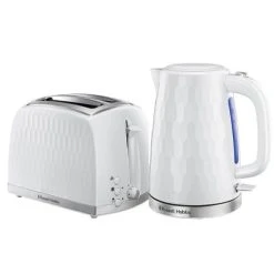 Russell Hobbs Honeycomb White Kettle & 2 Slice Toaster Set