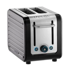 Dualit Architect 2 Slot Black Body With Metallic Silver Panel Toaster