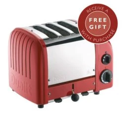 Dualit Classic Vario AWS Red 3 Slot Toaster With FREE Gift