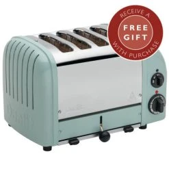 Dualit Classic Vario AWS Eucalyptus 4 Slot Toaster With FREE Gift