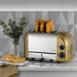 Dualit Classic Vario AWS Brass 4 Slot Toaster With FREE Gift -Kitchen appliances 47452 Dualit Classic 4 Slot Toaster Brass New 5