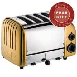 Dualit Classic Vario AWS Brass 4 Slot Toaster With FREE Gift