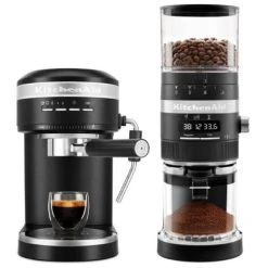 KitchenAid Artisan Semi-Auto Espresso Machine Cast Iron & Burr Grinder Set Matte Black