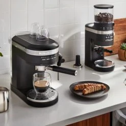 KitchenAid Artisan Semi-Auto Espresso Machine Cast Iron & Burr Grinder Set Matte Black -Kitchen appliances 5KES65035KCG8433BBK KitchenAid Espresso Coffee Machine Burr Grinder Cast Iron Black 5