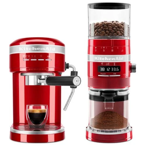 KitchenAid Artisan Semi-Auto Espresso Machine & Burr Grinder Set Candy Apple 1 KitchenAid Artisan Semi-Auto Espresso Machine & Burr Grinder Set Candy Apple