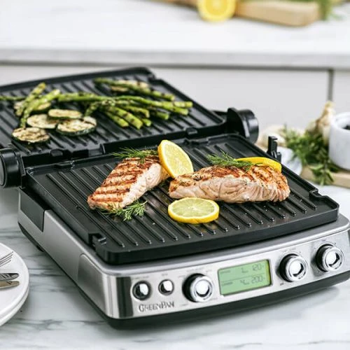 GreenPan Non-Stick 3-in-1 Contact Grill & Indoor BBQ Stainless Steel 3 GreenPan Non-Stick 3-in-1 Contact Grill & Indoor BBQ Stainless Steel - Image 3