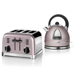 Cuisinart Style Vintage Rose Traditional Kettle & 4 Slice Toaster Breakfast Set