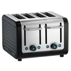 Dualit Architect 4 Slot Black Body With Metallic Charcoal Panel Toaster