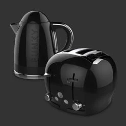 The Funky Appliance Company 1.7 Litre Kettle And 4 Slice Toaster Set Black