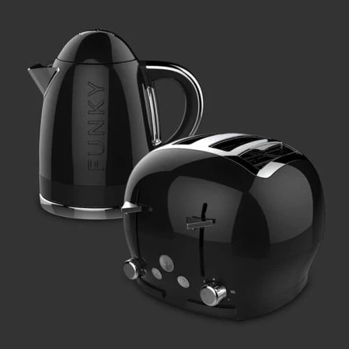 The Funky Appliance Company 1.7 Litre Kettle And 4 Slice Toaster Set Black 1 The Funky Appliance Company 1.7 Litre Kettle And 4 Slice Toaster Set Black