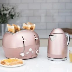The Funky Appliance Company 1.7 Litre Kettle And 4 Slice Toaster Set Rose Gold Pink -Kitchen appliances FK01FT01ROSEGOLD Funky Appliance Kettle And Toaster Set Rose Gold 3