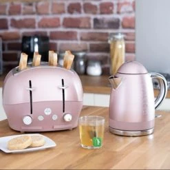 The Funky Appliance Company 1.7 Litre Kettle And 4 Slice Toaster Set Rose Gold Pink -Kitchen appliances FK01FT01ROSEGOLD Funky Appliance Kettle And Toaster Set Rose Gold 4