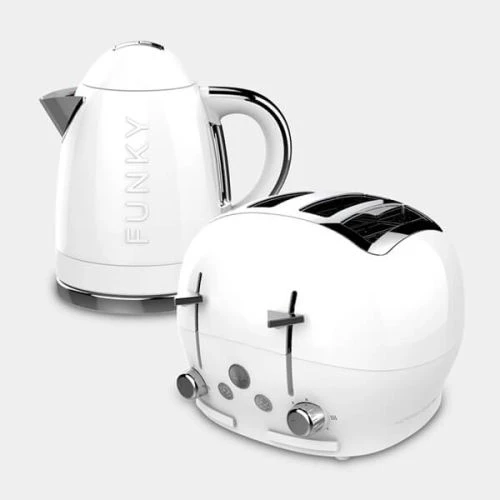 The Funky Appliance Company 1.7 Litre Kettle And 4 Slice Toaster Set White 1 The Funky Appliance Company 1.7 Litre Kettle And 4 Slice Toaster Set White