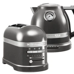 KitchenAid Artisan Medallion Silver 2 Slot Toaster And Kettle Set