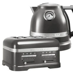 KitchenAid Artisan Medallion Silver 4 Slot Toaster And Kettle Set