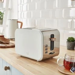 Swan Nordic Cotton White 1.7 Litre Cordless Kettle And 2 Slice Toaster -Kitchen appliances SK14610ST14610WHTN Swan Nordic 1 7 Litre Cordless Kettle and 2 Slice Toaster White 3