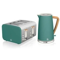 Swan Nordic Pine Green 1.7 Litre Cordless Kettle And 4 Slice Toaster