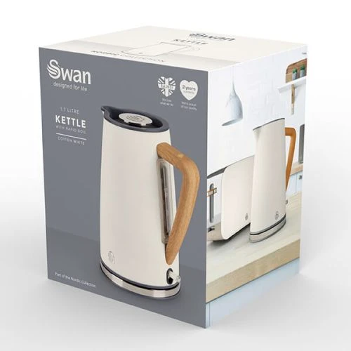 Swan Nordic Cotton White 1.7 Litre Cordless Kettle 2 Swan Nordic Cotton White 1.7 Litre Cordless Kettle - Image 2