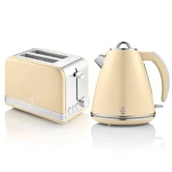 Swan Retro Cream Kettle And 2 Slice Toaster Set