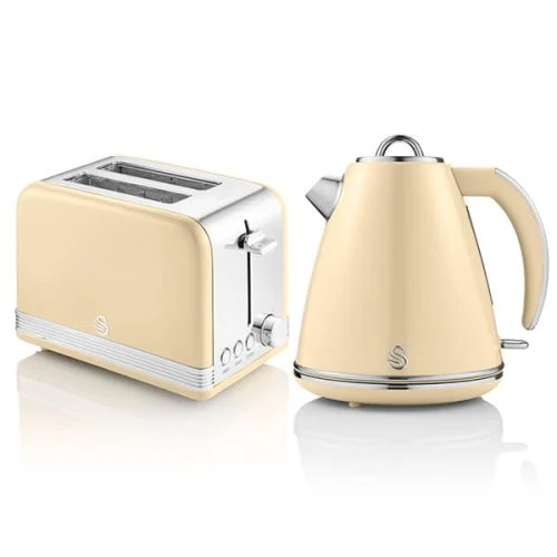 Swan Retro Cream Kettle And 2 Slice Toaster Set 1 Swan Retro Cream Kettle And 2 Slice Toaster Set