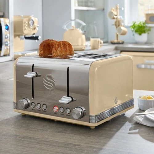 Swan Retro Cream Kettle And 4 Slice Toaster Set 4 Swan Retro Cream Kettle And 4 Slice Toaster Set - Image 4
