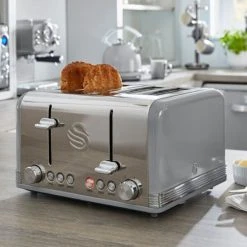 Swan Retro Grey Kettle And 4 Slice Toaster Set -Kitchen appliances SK19020ST19020GRN Swan Retro Kettle and 4 Slice Toaster Set Grey 3