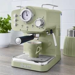 Swan Retro Green Pump Espresso Coffee Machine -Kitchen appliances SK22110GN Swan Retro Pump Espresso Coffee Machine Green 5