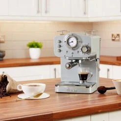 Swan Retro Grey Pump Espresso Coffee Machine -Kitchen appliances SK22110GRN Swan Retro Pump Espresso Coffee Machine Grey 4