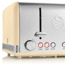 Swan Retro Cream 4 Slice Toaster -Kitchen appliances ST19020CN Swan Retro 4 Slice Toaster Cream 2