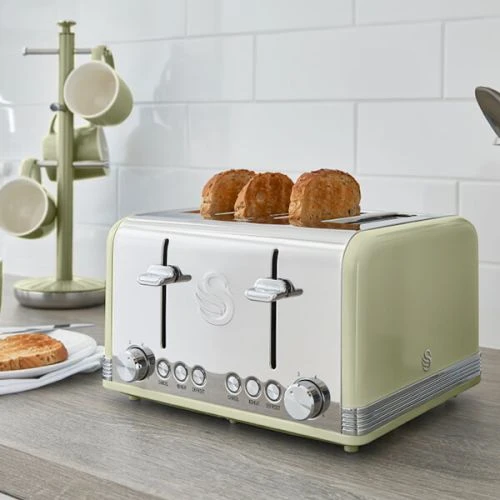 Swan Retro Green 4 Slice Toaster 4 Swan Retro Green 4 Slice Toaster - Image 4