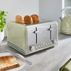Swan Retro Green 4 Slice Toaster 11 Swan Retro Green 4 Slice Toaster -Kitchen appliances ST19020GN Swan Retro 4 Slice Toaster Green 5