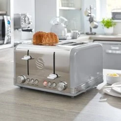 Swan Retro Grey 4 Slice Toaster -Kitchen appliances ST19020GRN Swan Retro 4 Slice Toaster Grey 4