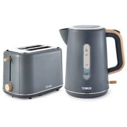 Tower Scandi Kettle And 2 Slice Toaster Set Grey