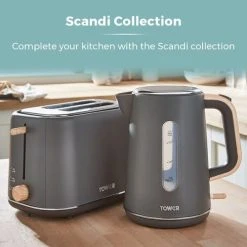 Tower Scandi Kettle And 2 Slice Toaster Set Grey -Kitchen appliances T1003720027G Tower Scandi Kettle and 2 Slice Toaster Set Grey 3
