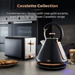 Tower Cavaletto Pyramid Kettle And 2 Slice Toaster Set Black -Kitchen appliances T1004420036RG Tower Cavaletto Pyramid Kettle and 2 Slice Toaster Set Black 3