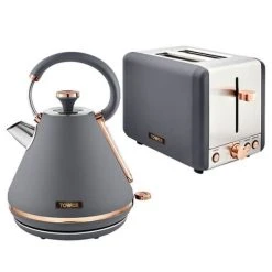 Tower Cavaletto Pyramid Kettle And 2 Slice Toaster Set Grey