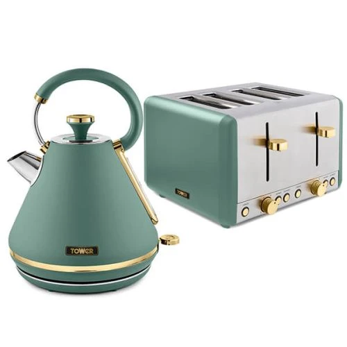 Tower Cavaletto Pyramid Kettle And 4 Slice Toaster Set Jade 1 Tower Cavaletto Pyramid Kettle And 4 Slice Toaster Set Jade