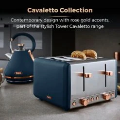 Tower Cavaletto Pyramid Kettle And 4 Slice Toaster Set Midnight Blue 7 Tower Cavaletto Pyramid Kettle And 4 Slice Toaster Set Midnight Blue -Kitchen appliances T1004420051MNB Tower Cavaletto Pyramid Kettle and 4 Slice Toaster Set Midnight Blue 3