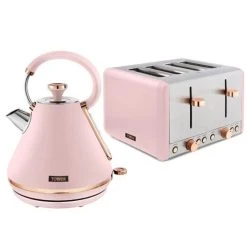 Tower Cavaletto Pyramid Kettle And 4 Slice Toaster Set Pink