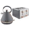 Tower Cavaletto Pyramid Kettle And 4 Slice Toaster Set Grey