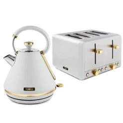 Tower Cavaletto Pyramid Kettle And 4 Slice Toaster Set Optic White