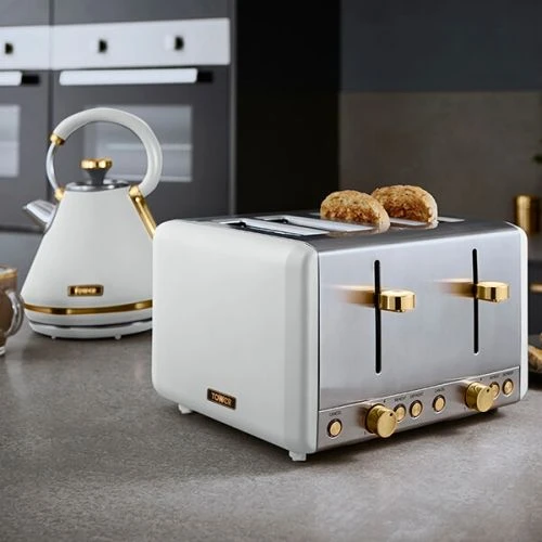 Tower Cavaletto Pyramid Kettle And 4 Slice Toaster Set Optic White 4 Tower Cavaletto Pyramid Kettle And 4 Slice Toaster Set Optic White - Image 4