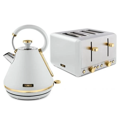 Tower Cavaletto Pyramid Kettle And 4 Slice Toaster Set Optic White 1 Tower Cavaletto Pyramid Kettle And 4 Slice Toaster Set Optic White