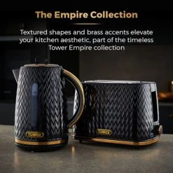 Tower Empire Kettle And 2 Slice Toaster Set Black -Kitchen appliances T1005220054BLK Tower Empire Kettle and 2 Slot Toaster Set Black 3