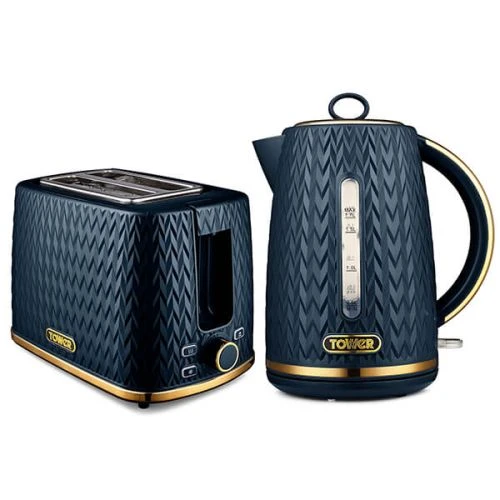 Tower Empire Kettle And 2 Slot Toaster Set Midnight Blue 1 Tower Empire Kettle And 2 Slot Toaster Set Midnight Blue