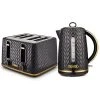 Tower Empire Kettle And 4 Slice Toaster Set Black