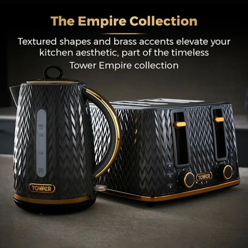 Tower Empire Kettle And 4 Slice Toaster Set Black 4 Tower Empire Kettle And 4 Slice Toaster Set Black - Image 4